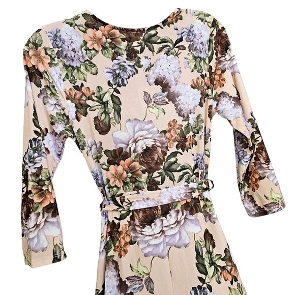 Nwt Pink Blush Blush Pink w/Peach,Lav/White Floral 3/4 Sleeve Jersey Maxidress - Picture 7 of 16